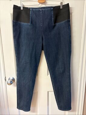 Lafayette 148 New York Nolita Prestige Denim Jeans pull on stretch pants size XL